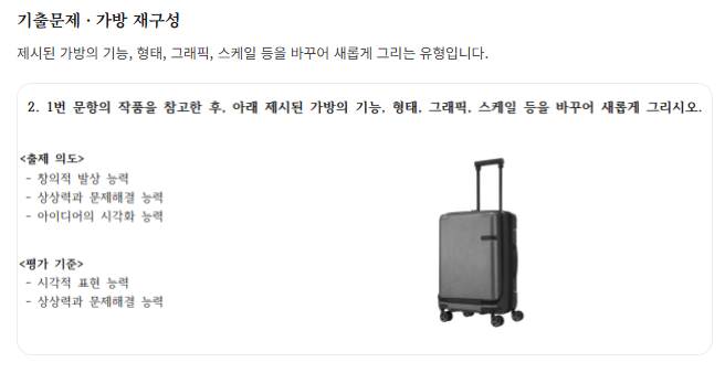 홍익대 사고형 드로잉 가방 재구성 기출 문제 이미지